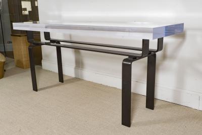  Appel Modern LUCITE AND STATUARY BRONZE CUSTOM DESIGNED CONSOLE TABLE