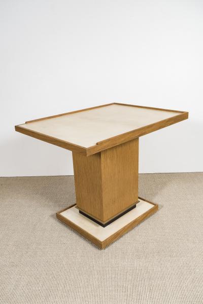  Appel Modern PAIR OF APPEL MODERN CERUSED OAK SIDE TABLES WITH PARCHMENT TOP