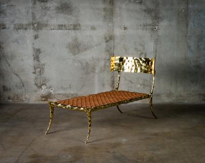  Aqua Brass Lounge Chair