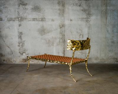  Aqua Brass Lounge Chair