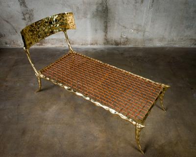  Aqua Brass Lounge Chair