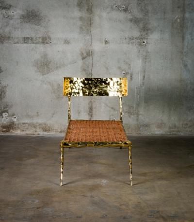  Aqua Brass Lounge Chair