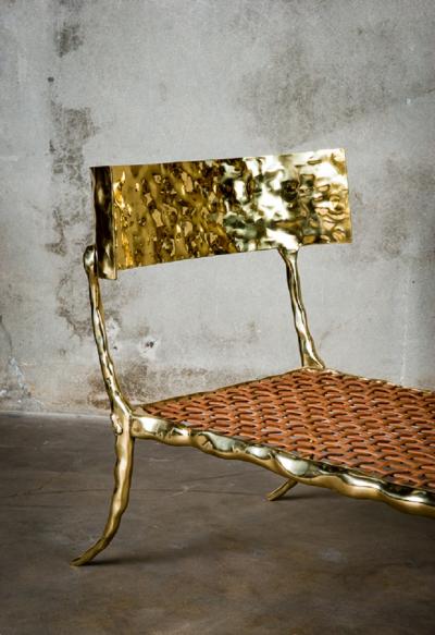  Aqua Brass Lounge Chair