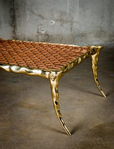  Aqua Brass Lounge Chair