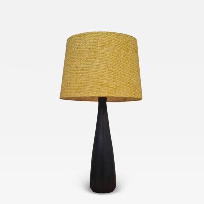  Arabia Black Ceramic Table Lamp with Original Yellow Shade Table Lamps Arabia 1950s