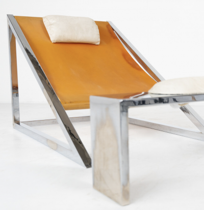  Archizoom Associati Mid Century Modern Mies Lounge Chair with Ottoman by Archizoom Associati 1960