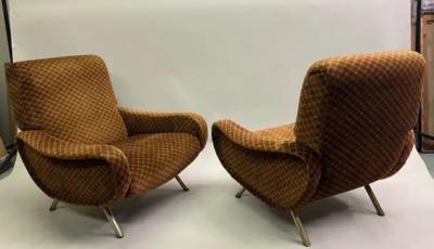  Arflex Pair of Original Italian Mid Century Lady Chairs by Marco Zanuso Arflex