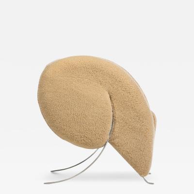  Arflex Sculptural Italian Chair by Arflex in Hand Sewn Champagne Shearling Hides c 1991