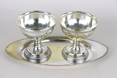 Argento Silver Art Nouveau Silvered Brass Goblets on Tray by Argentor 20th Century AT 1910