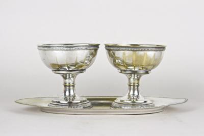 Argento Silver Art Nouveau Silvered Brass Goblets on Tray by Argentor 20th Century AT 1910