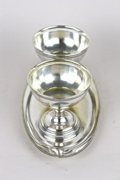 Argento Silver Art Nouveau Silvered Brass Goblets on Tray by Argentor 20th Century AT 1910