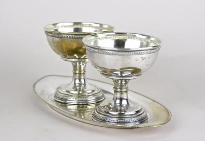 Argento Silver Art Nouveau Silvered Brass Goblets on Tray by Argentor 20th Century AT 1910