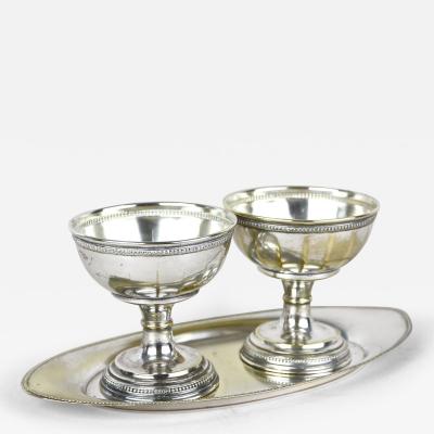  Argento Silver Art Nouveau Silvered Brass Goblets on Tray by Argentor 20th Century AT 1910