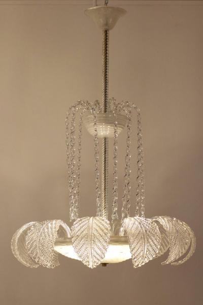  Aristi Barovier Overwhelming Art Deco Ninfea Murano Glass Chandelier by Barovier Italy 1940