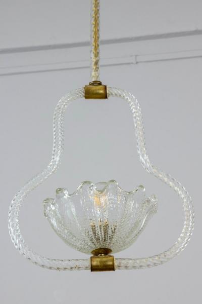  Aristi Barovier Pair of Art Deco Murano Glass and Brass Pendants or Lanterns by Barovier