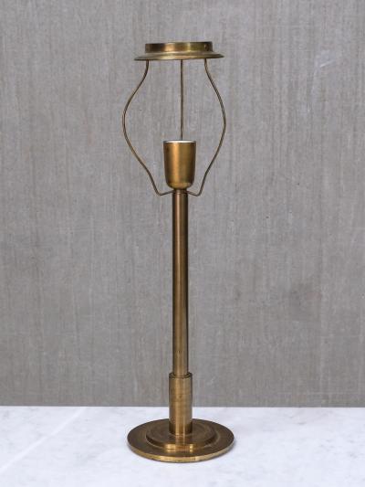  Armani Casa Danish Modern Patinated Brass Table Lamp with Tussah Silk Shade 1950s