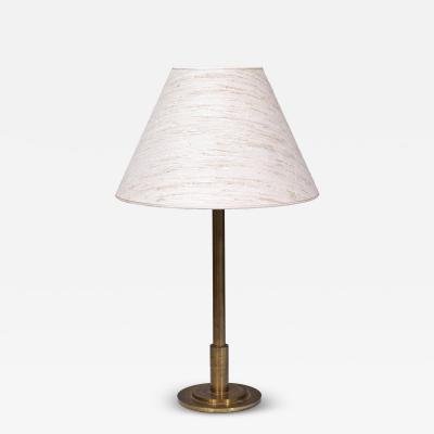  Armani Casa Danish Modern Patinated Brass Table Lamp with Tussah Silk Shade 1950s