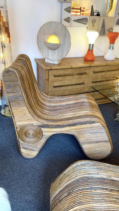  Arpex Pair of Rattan Slipper Chairs Italy 1980s