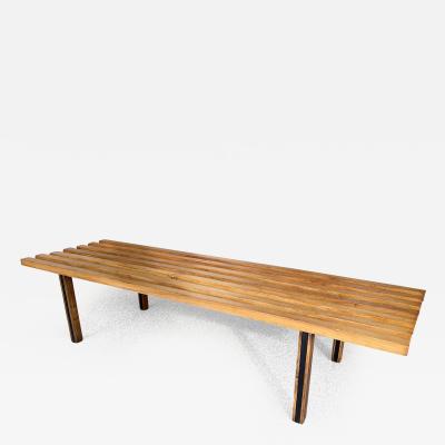  Arredamenti ISA Mid Century Modern Wood and Metal Bench by ISA Italy 1950s