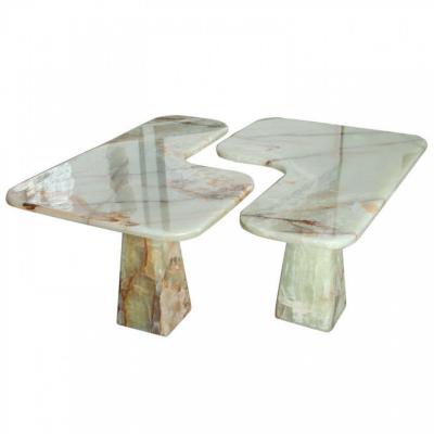  Arredamento Borsani Italian Modern Onyx Center Table Pair of Corner Consoles attributed to Borsani