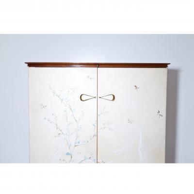  Arredamento Borsani Oswaldo Borsani Bar Cabinet art work by Lucio Fontana and Adriano Spilimbergo