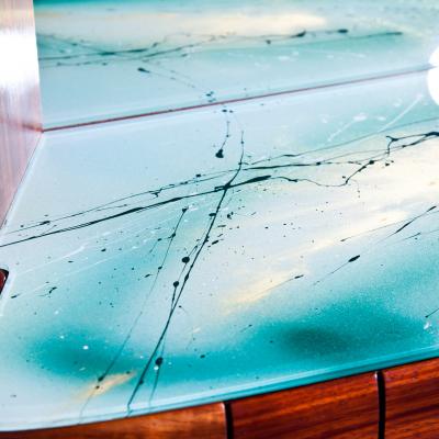  Arredamento Borsani Oswaldo Borsani Bar Cabinet art work by Lucio Fontana and Adriano Spilimbergo