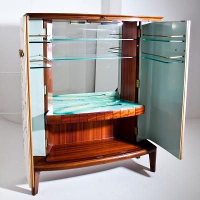  Arredamento Borsani Oswaldo Borsani Bar Cabinet art work by Lucio Fontana and Adriano Spilimbergo