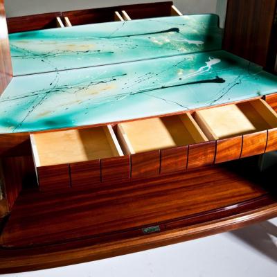  Arredamento Borsani Oswaldo Borsani Bar Cabinet art work by Lucio Fontana and Adriano Spilimbergo