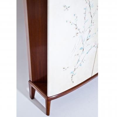  Arredamento Borsani Oswaldo Borsani Bar Cabinet art work by Lucio Fontana and Adriano Spilimbergo