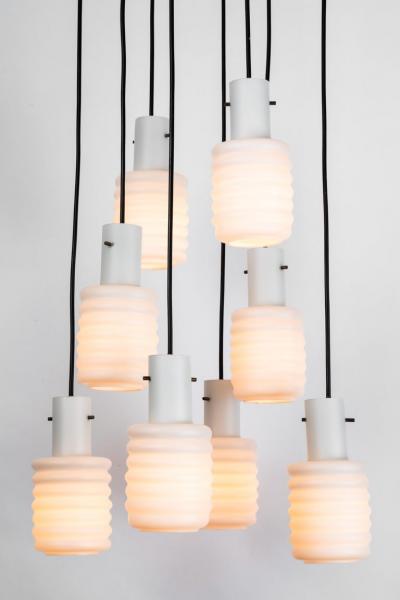  Arredoluce 1950s Italian 8 Glass Cascading Chandelier Attributed to Arredoluce