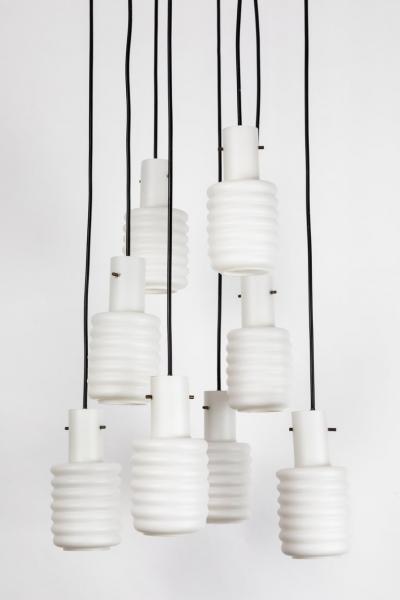  Arredoluce 1950s Italian 8 Glass Cascading Chandelier Attributed to Arredoluce
