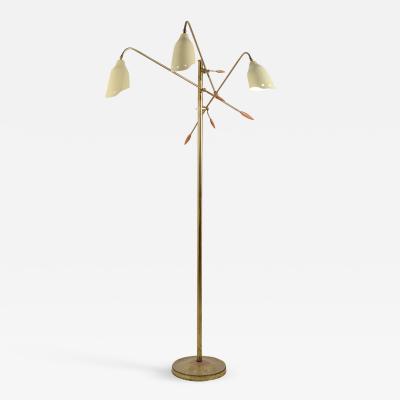  Arredoluce Arredoluce 1950s floor lamp in brass with three adjustable metal shades