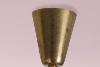  Arredoluce Pair of Italian Brass and Opaline Glass Pendants Spindle Form 1950s