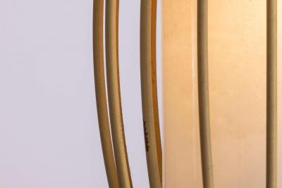  Arredoluce Pair of Italian Brass and Opaline Glass Pendants Spindle Form 1950s