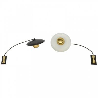  Arredoluce Pair of Monumental Italian Wall Sconces Attributed to Arredoluce 1950s