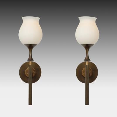  Arredoluce Rare Set of Four Brass and Frosted Glass Sconces by Arredoluce