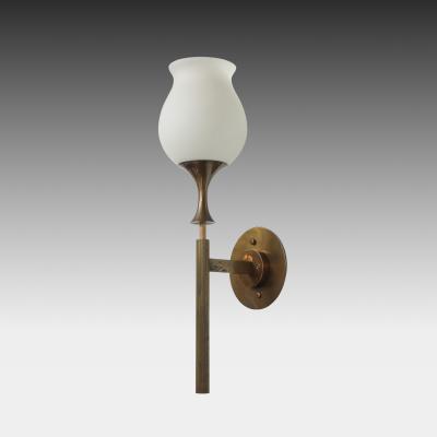  Arredoluce Rare Set of Four Brass and Frosted Glass Sconces by Arredoluce