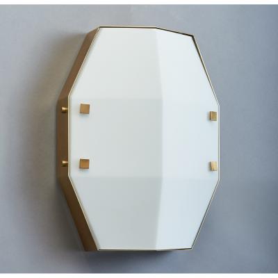  Arredoluce Three Pair of Satin Opaline Glass Sconces or Ceiling Lights 1960s