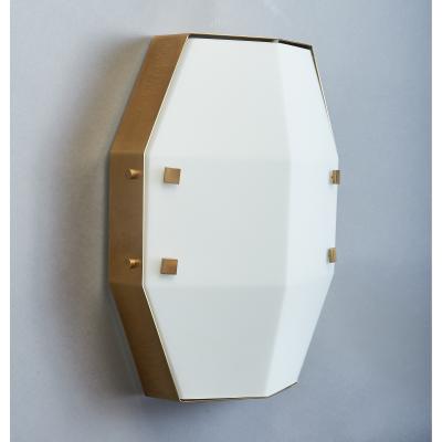  Arredoluce Three Pair of Satin Opaline Glass Sconces or Ceiling Lights 1960s