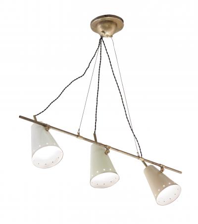  Arredoluce Triple Pendant Cone Shade Chandelier Attributed to Arredoluce
