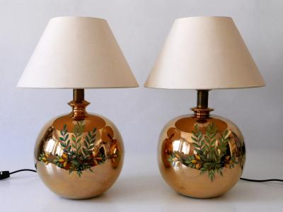  Arte Lumen Set of Two Mid Century Modern Massive Brass Side Table Lamps by Arte Lumen 1970s