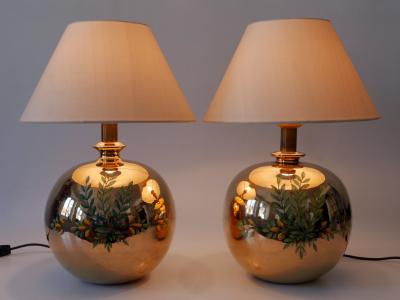  Arte Lumen Set of Two Mid Century Modern Massive Brass Side Table Lamps by Arte Lumen 1970s