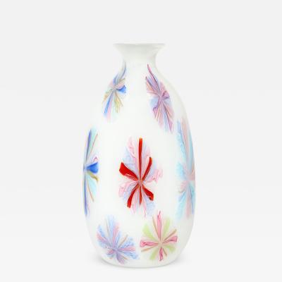  Arte Vetraria Muranese A V E M A Ve M AVeM A V E M Hand Blown Glass Vase with Colorful Starburst Murrhines 1950s