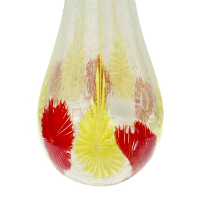  Arte Vetraria Muranese A V E M A Ve M AVeM A V E M Large Hand Blown Pulegoso Glass with Red and Yellow Murrhines 1950s
