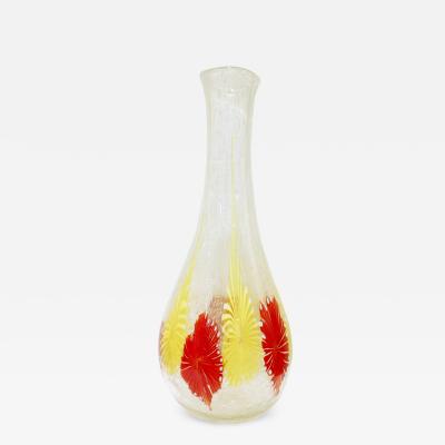  Arte Vetraria Muranese A V E M A Ve M AVeM A V E M Large Hand Blown Pulegoso Glass with Red and Yellow Murrhines 1950s