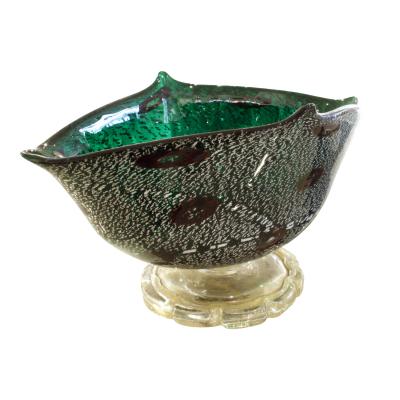  Arte Vetraria Muranese A V E M A Ve M AVeM Giulio Radi Hand Blown Vessel with Gold and Silver Foil and Murrhines 1940s