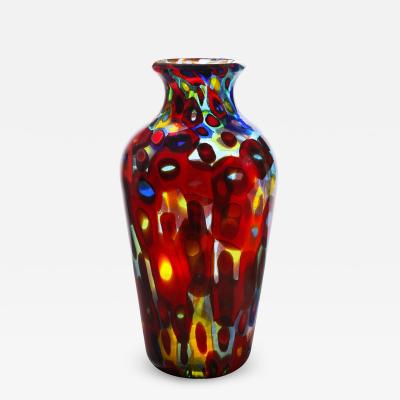  Arte Vetraria Muranese A V E M A Ve M AVeM Handblown Glass Vase with Gold Foil and Large Murrhines By A V E M 1950s