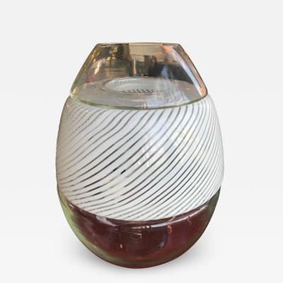  Arte Vetro Murano Large Swirled Glass Egg Lamp Vase by Vetri Murano Italy 1970s