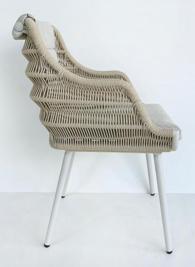  Artefacto Artefacto Hampton II Rope Aluminum Outdoor Armchairs Set of 4 Gray Fabric