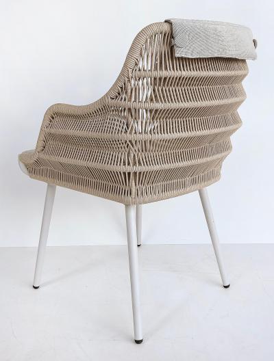  Artefacto Artefacto Hampton II Rope Aluminum Outdoor Armchairs Set of 4 Gray Fabric